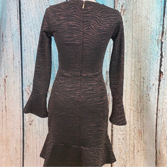 MICHAEL KORS NWT Caramel Animal Print Flounce Trim Dress - Picture 14 of 14